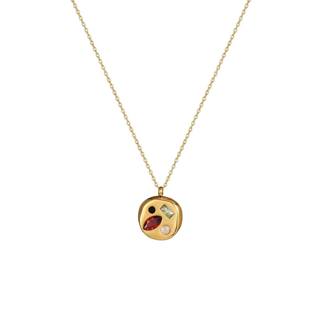 Farbige Zirkon Schlüsselbeinkette: Geburtsstein Dezember, Titanstahl, Elegantes Geschenk für Frauen