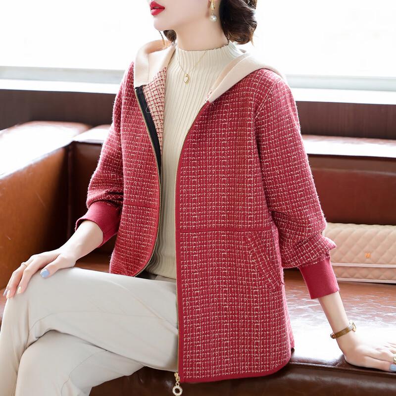 

Женский повседневный вязаный кардиган с капюшоном 2XL