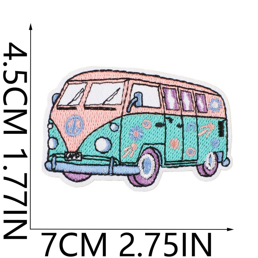 Summer Series Wave Embroidery Cloth Sticker Rainbow Cactus Computer Embroidery Label Cartoon Bus Patch Sticker