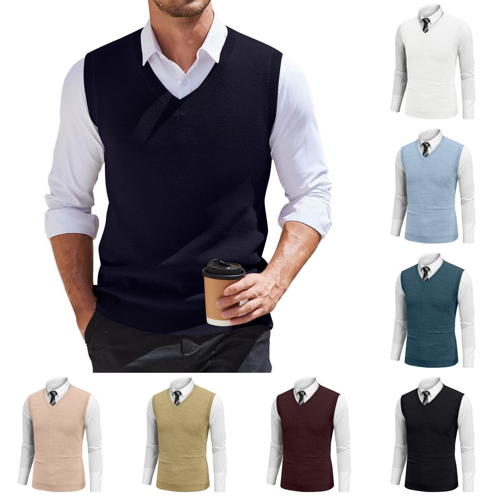 Men's V-neck Vest Sleeveless Knitted Pullover