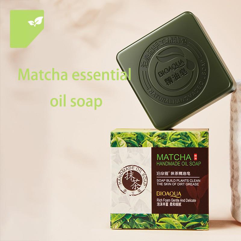Bioaqua Bambuskohle-Seife, Matcha-Seife, Lavendel, reinigende ätherische Ölseife, Schönheit, Haut, handgemachte Seife, Kosmetik