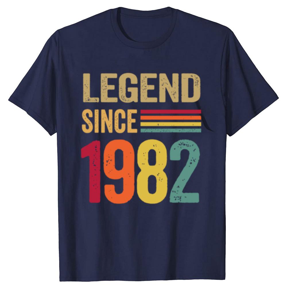 Funny 40 Year Old Gifts Legend Since 1982 Graphic 100% Cotton T-shirts Men Casual Tshirt Loose Oversized Streetwear T Shirt