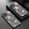 For iPhone 16 Pro Max 16E 15 14 Pro 13 Cover Stars Pattern Matte Clear Wireless Charge Shockproof Soft Edge for MagSafe Magnetic Phone Case