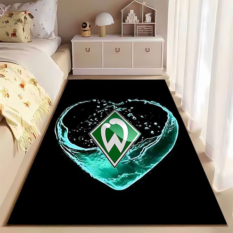 Green Logo with Water Heart Pattern suitable as a non-slip mat for the living room or bedroom sofa