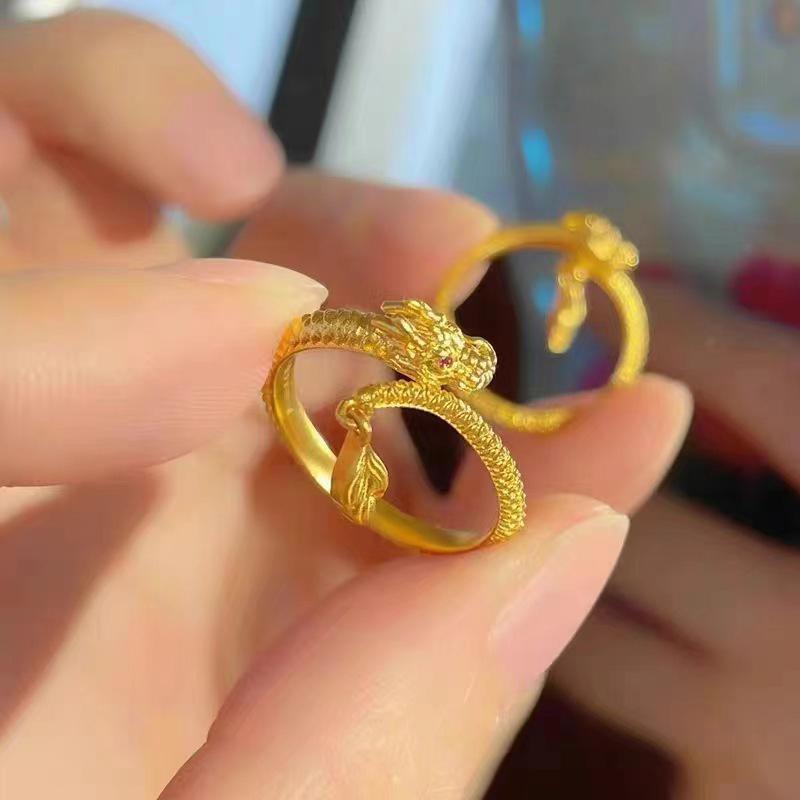 Waterproof Cool Trendy Dragon Opening Adjustable Tail Ring Unisex  Finger Rings For Women Men  Year Jewelry Gifts