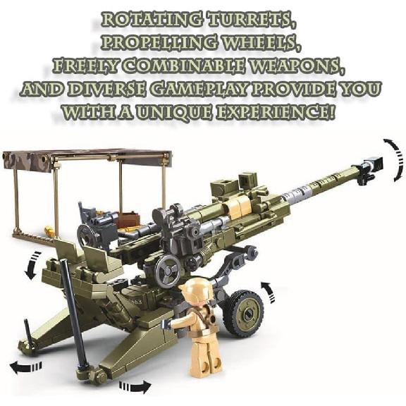 2022 New Anti-Tank Gun, Military Brick Sets, Army Series Building Block with 2 Soldiers Figures (258 Pieces)