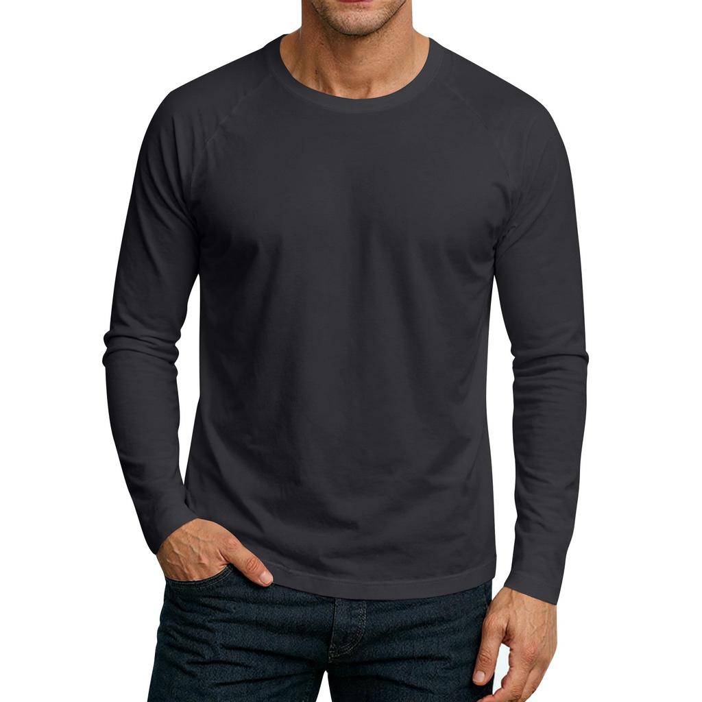Men's Round Neck Plunger Long Sleeve T-Shirt Top