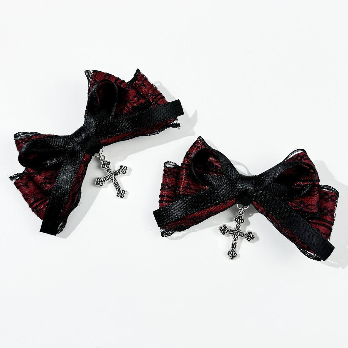 

2pcs Ladies Gothic Style Fashion Street Exquisite Hair Accessories Hair Clips Top Clips Versatile Dressing Hair Accessories вина червоного кольору