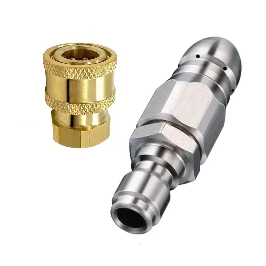 

5000 PSI Sewer Jetter Pressure Drain Jetter Hose Nozzle For 1/4 Pressure Washer Quick Drain Hose Nozzle Tool Water China Mainland