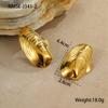 GEMCHIC Women's Gold Shell Earrings Vintage Pearl Studs Beach Vacation Jewelry Stainless Steel Statement Accessories