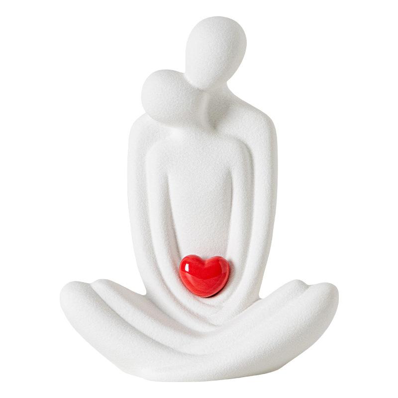 European Style Ceramic Love Figure Sculpture Abstract Sitting Yoga Ornament Living Room Office Human Figurine Home Decoration