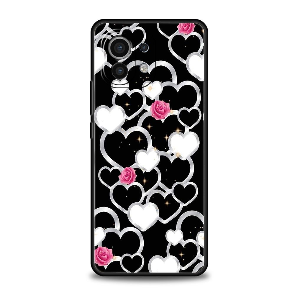 Phone Case For Xiaomi Mi 15 14 13 12 11 Lite 14T 13T 12T 11T Pro Poco X6 X5 M3 X3 Pro F5 F4 Cover Gold Rose Love Heart