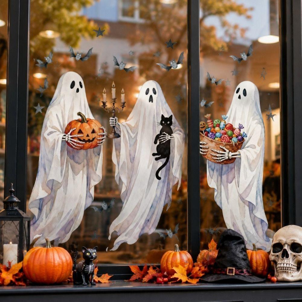 Cartoon Ghost Halloween Decoration Sticker Window Clings Film Shopwindow Ornament