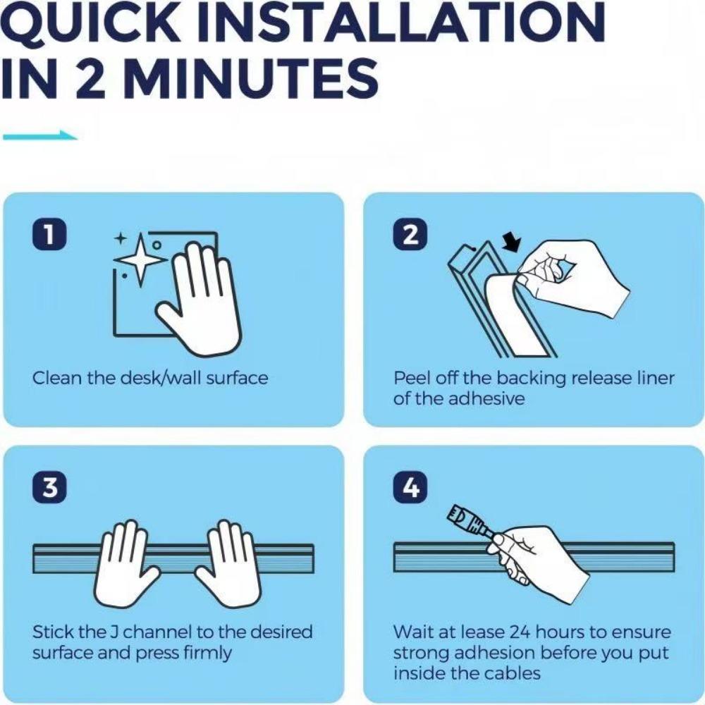 2 PCS 40cm Cable Management Under Desk Kit,Under Desk Cable Management Cord Hider, Cable Hider Cord Management, Cable Organizer, Cord Organizer Tray