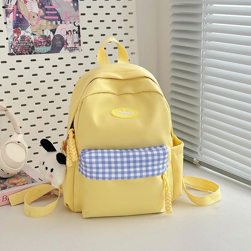 Fresh and Sweet Candy-colored Plaid Backpack for Junior High School Students, Casual and Light Shopping Backpack.