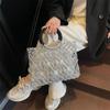 Пляжна сумка-тоут ручної роботи з бавовняної мотузки: Плетена солома Повсякденна сумка для відпустки