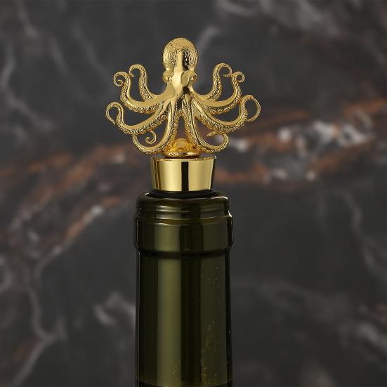 Octopus Wine Stopper, Zinc Alloy Bottle Seal for Red Wine Champagne Beer, Reusable Wine Cork, Decorative Bottle Cap, Gift for Wine Lover