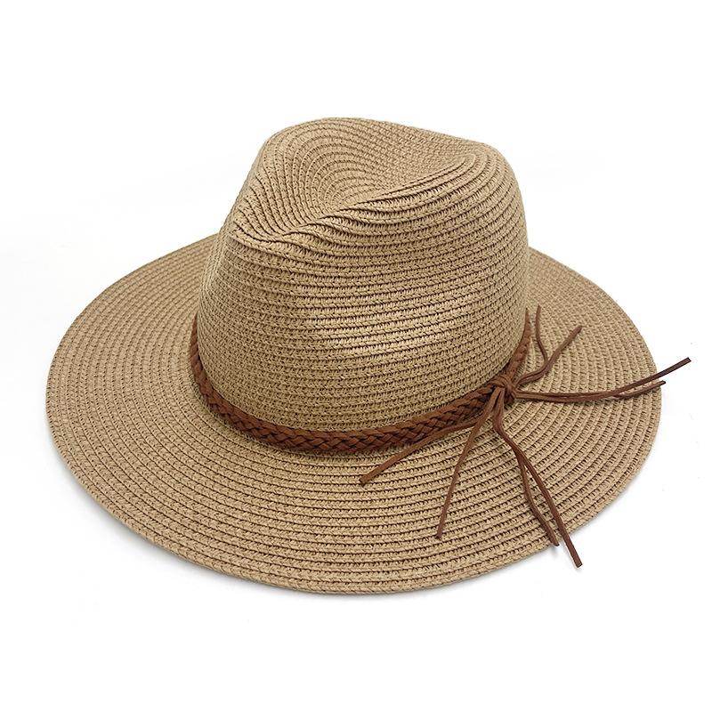 Men's and women's summer Panama straw hat Korean fleece beach sun protection cowboy top hat Wide brim outdoor sun hat