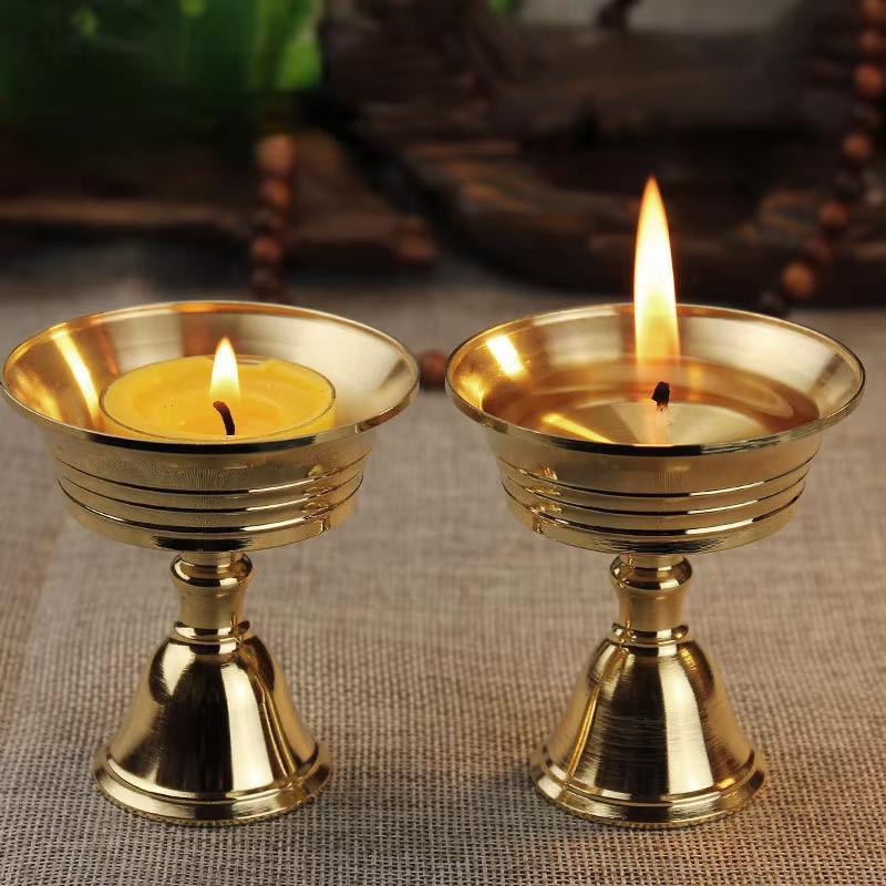 5.5/6.5cm Craft Candle Holders Copper Butter Lamp Holder Long Lamp Candlestick Candle Copper Alloy Festival Ornament Home Deco