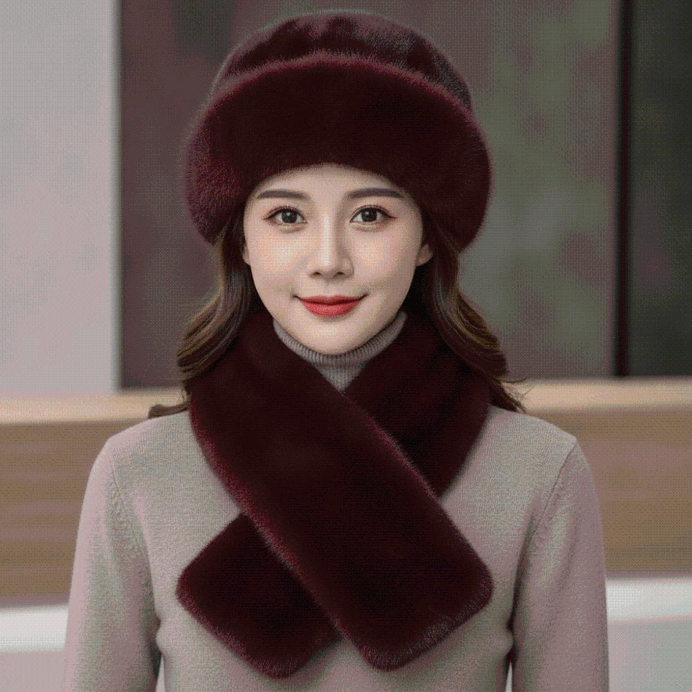 Windproof Russian Style Beanie Thickened Faux Mink Headwear Cossack Hat Set  Commuting