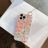 Oil Painting Flower Wrist Strap Diamond Phone Case For Iphone 16 15 Pro Max