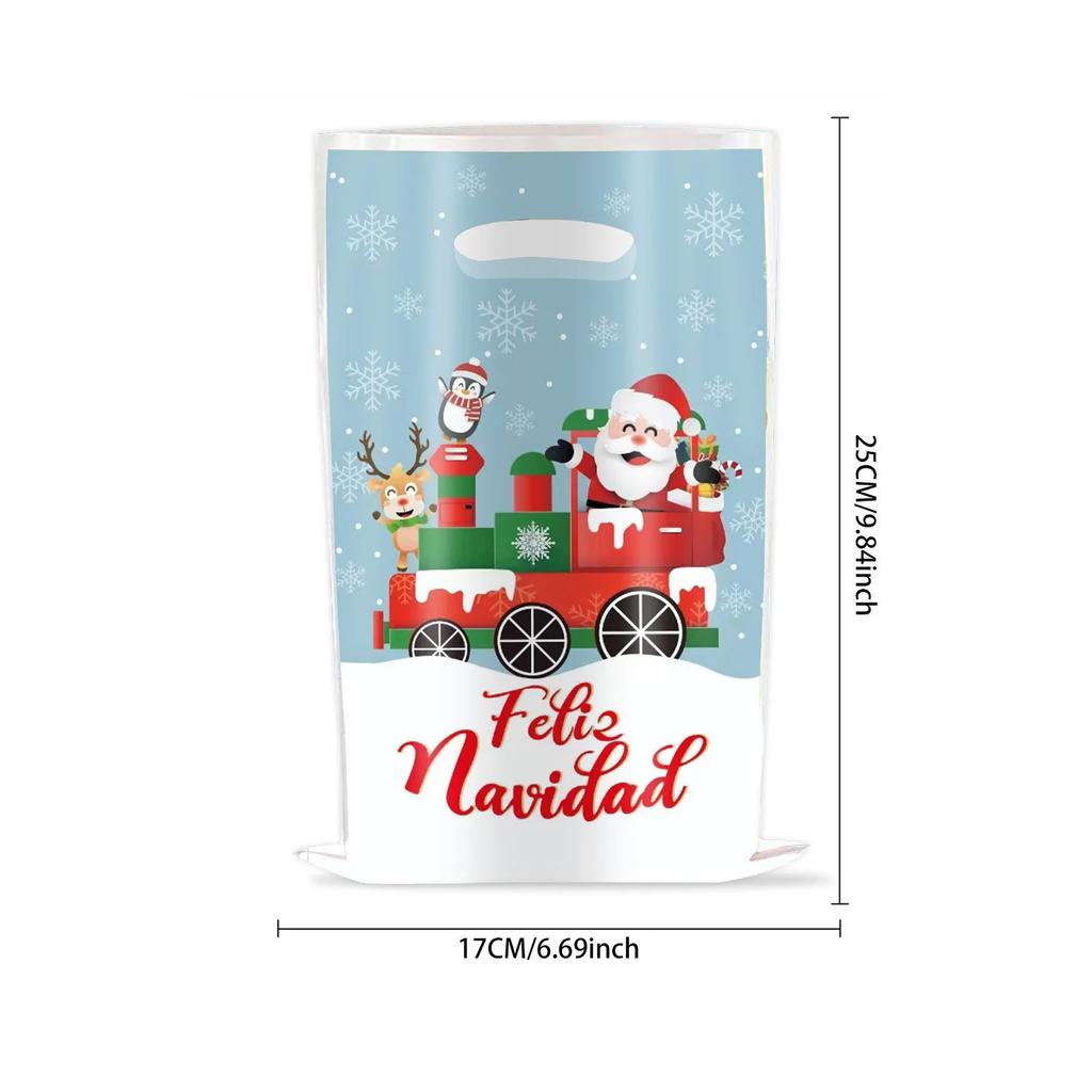 10pcs Christmas Bags Snowflakes Candy Gift Bags Merry Christmas Decoration Gift Wrapping Treat Bags New Year Packing Bag