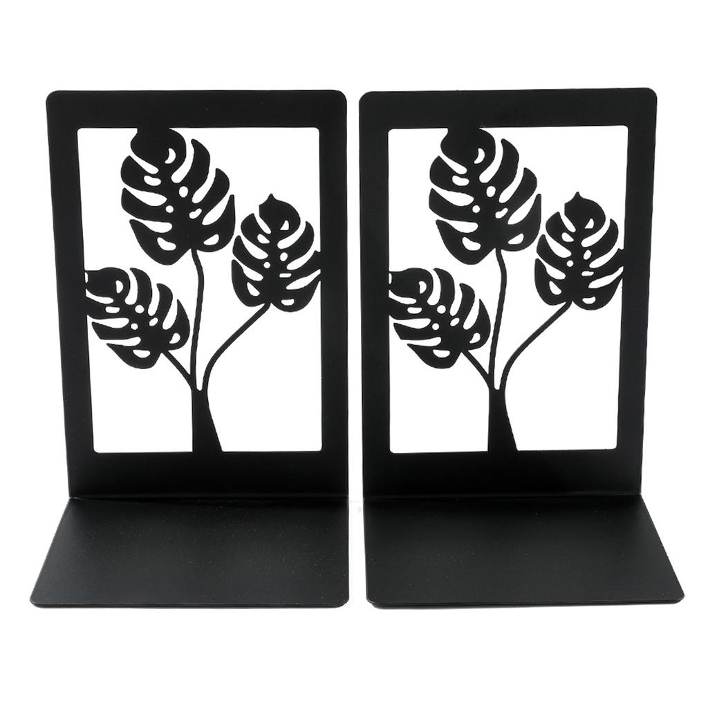 2Pcs Book Ends for Shelves Hollowed Leaf Metal Bookends Heavy Duty Book End Decorative Book Stoppers for Office School