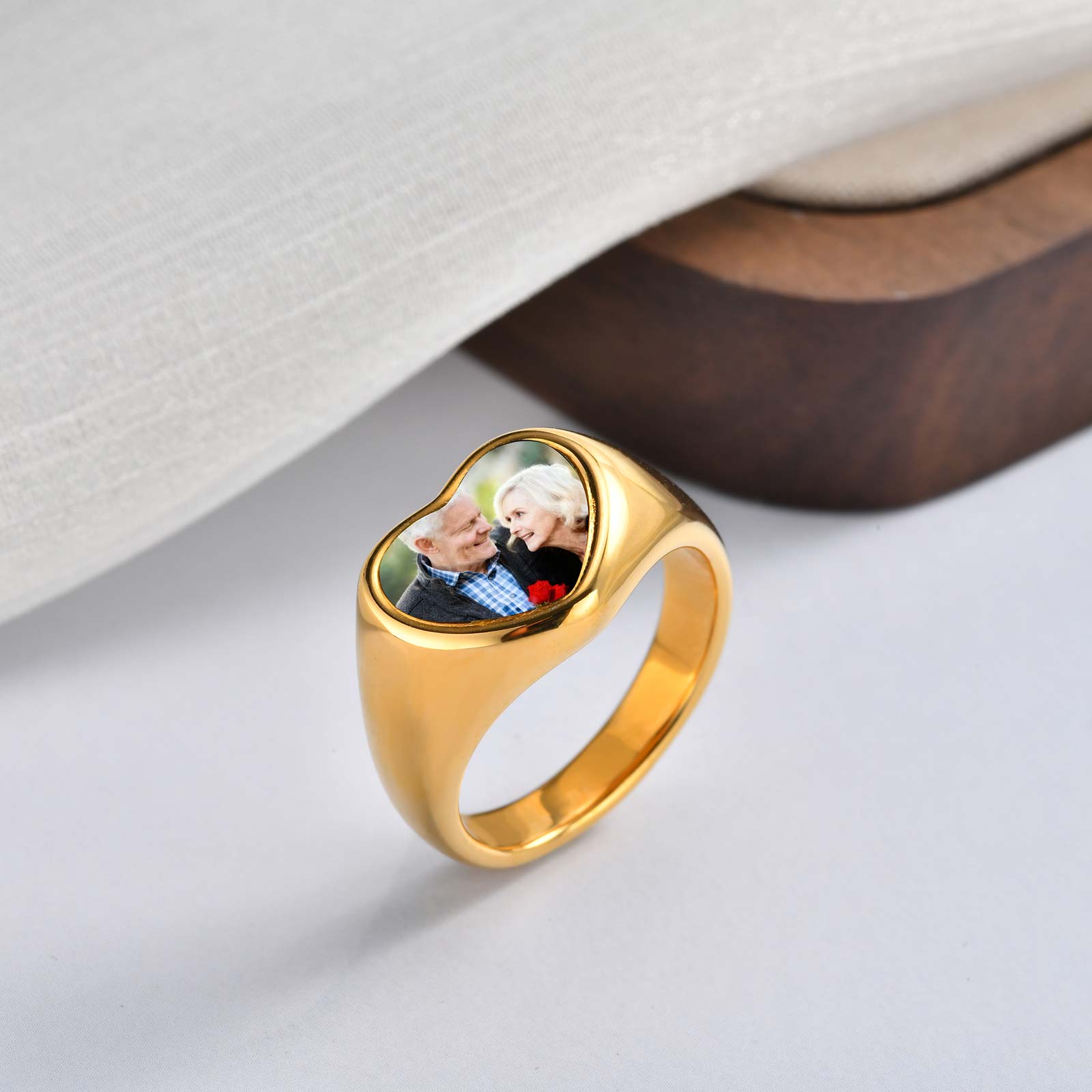 

Custom Photo Signet Ring for Woman Stainless Steel Logo Symbol Image Family Photo Round Heart Rings Personalized Jewelry Gift 9&Custom Photo