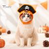 Soft Fleece Pet Accessory Cat Pumpkin Pirate Hat, Halloween Cozy Funny Hat Cosplay for Cats, Small Dogs, Holiday Party Orange And Black Apparel