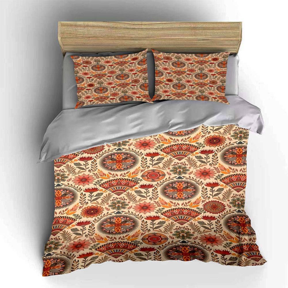 Floral Medallions and Leaves. Bedding Sets Duvet Cover Sets Duvet Covers Pillowcases(1* Duvet Cover 2* Pillowcases Without Duvet Insert)