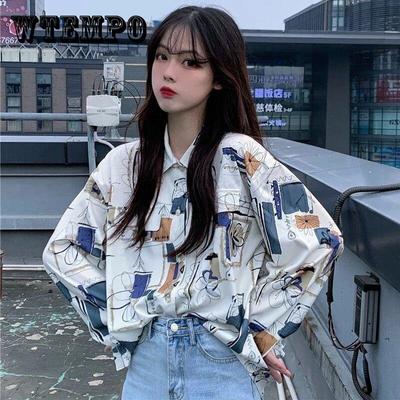 Retro Hong Kong Style Shirt Spring and Summer Niche Design Loose and Thin Versatile Long Sleeve Shirt for Women