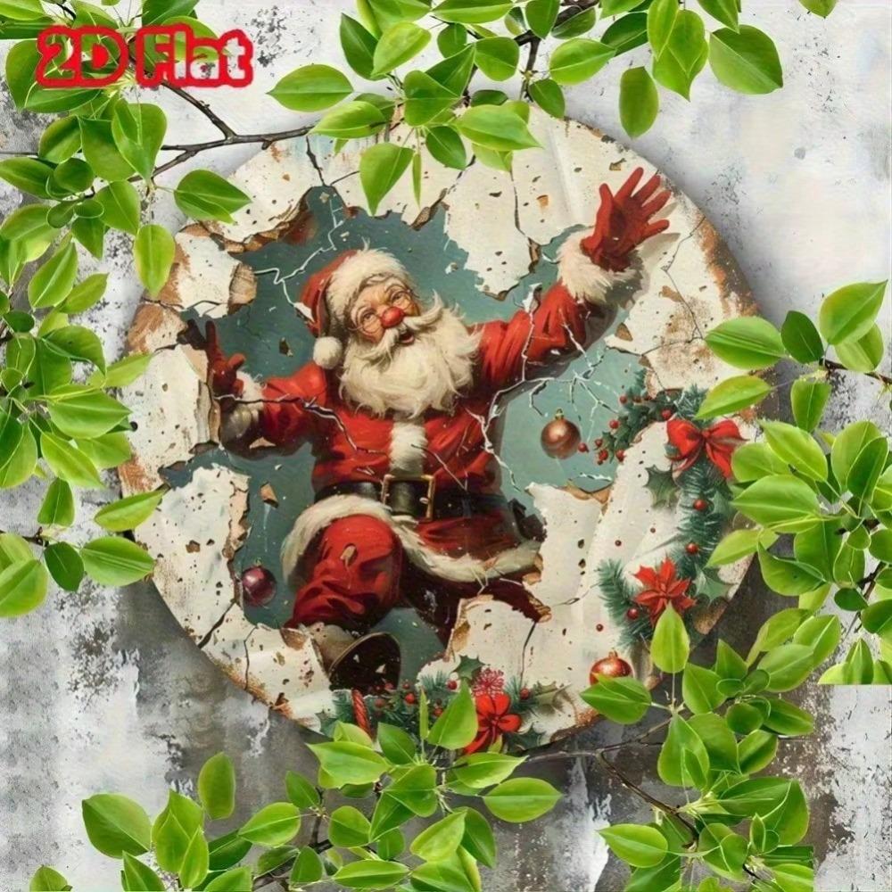 1 pièce Art Mural Métallique 3D Père Noël Vintage Décor de Fête Rustique Style Bohème pour Maison Bureau Cadeau