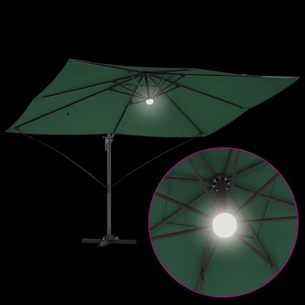 Green Sun Umbrella 351 x 250 x 253 cm Polyester and Aluminum