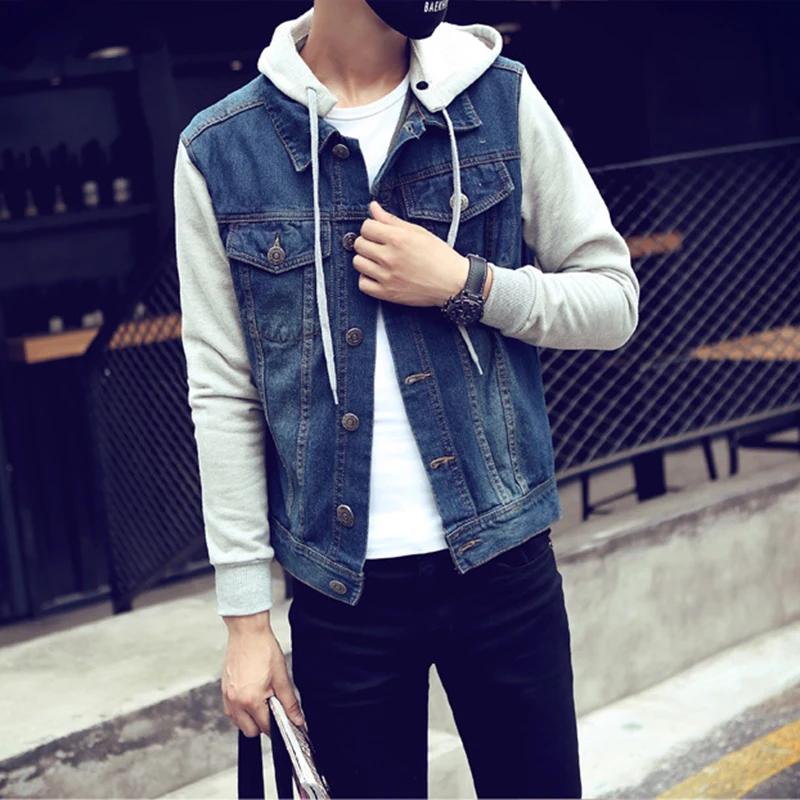 2026 Primavera Otoño Chaqueta Vaquera con Capucha para Hombre Ropa Casual Urbana Chaquetas Vaqueras Chaqueta Vaquera para Hombre Abrigo Desmontable para Hombre
