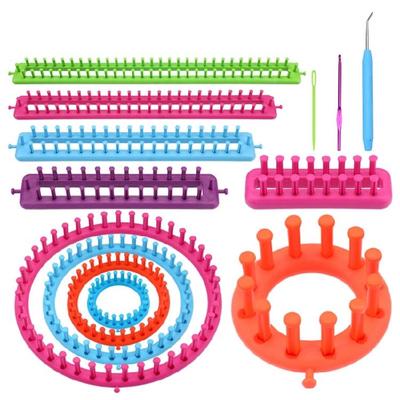 1 oder 2 Set Strickwerkzeug Rund Rechteckig Gestrickter Webstuhl Set Strickrahmen für DIY Mütze Schals Einfache Bastellösung