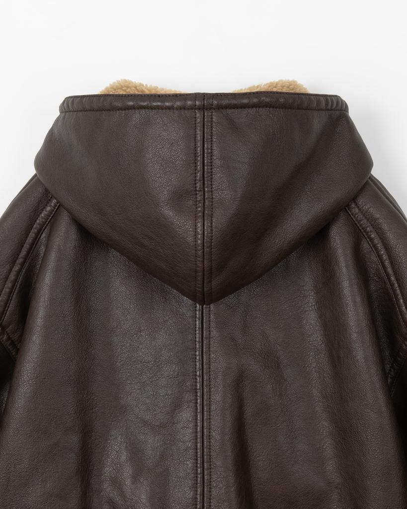 THEENDQUESTION Hooded Shearling Jumper / Brown