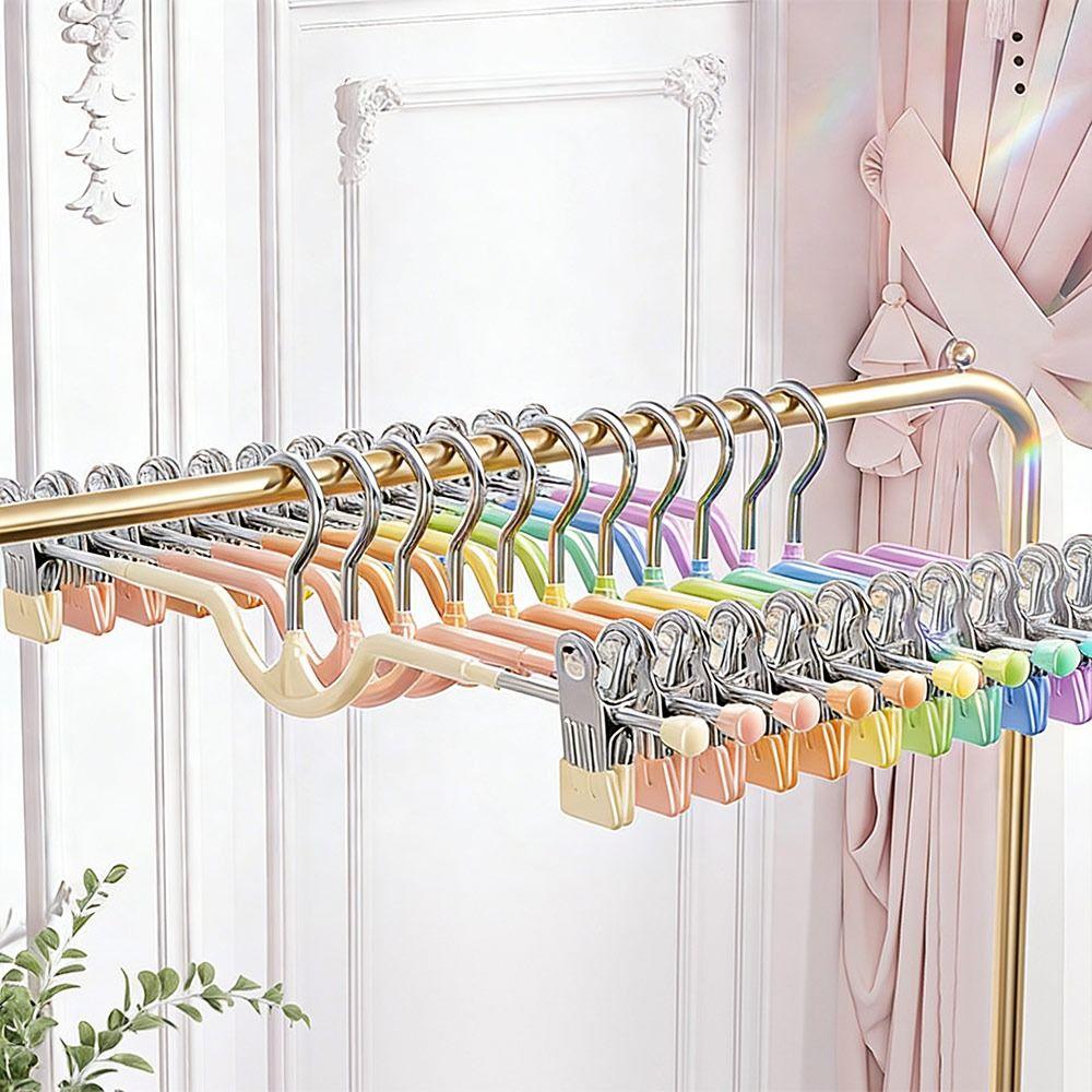 Gifts Short Neck Trouser Clip Non-slip Rainbow Colors Short Neck Trouser Rack Traceless Household Trouser Hanger