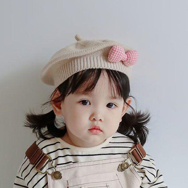 Children'S Beret Baby Hat Cute And Super Cute Autumn And Winter Girl'S Stylish Korean Style Princess Knitted Wool Painter'S Hat