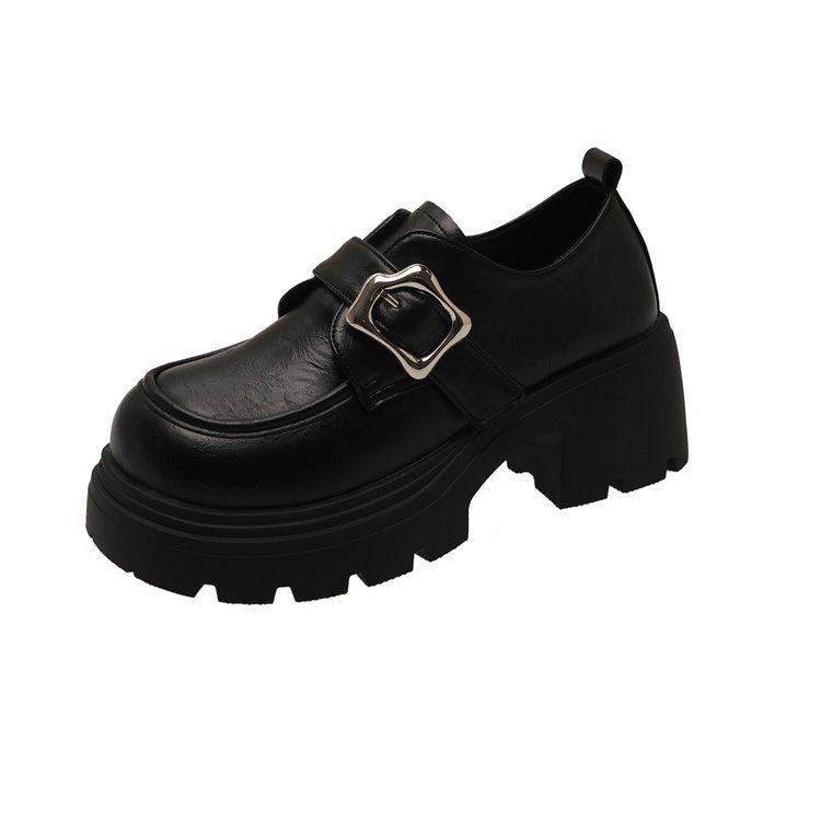 

Высокая толстая подошва увеличение роста 6 см маленький мужчина черный маленькие кожаные туфли женские в британском стиле 2025 новые осенние лоферы женские туфли 40 чёрный