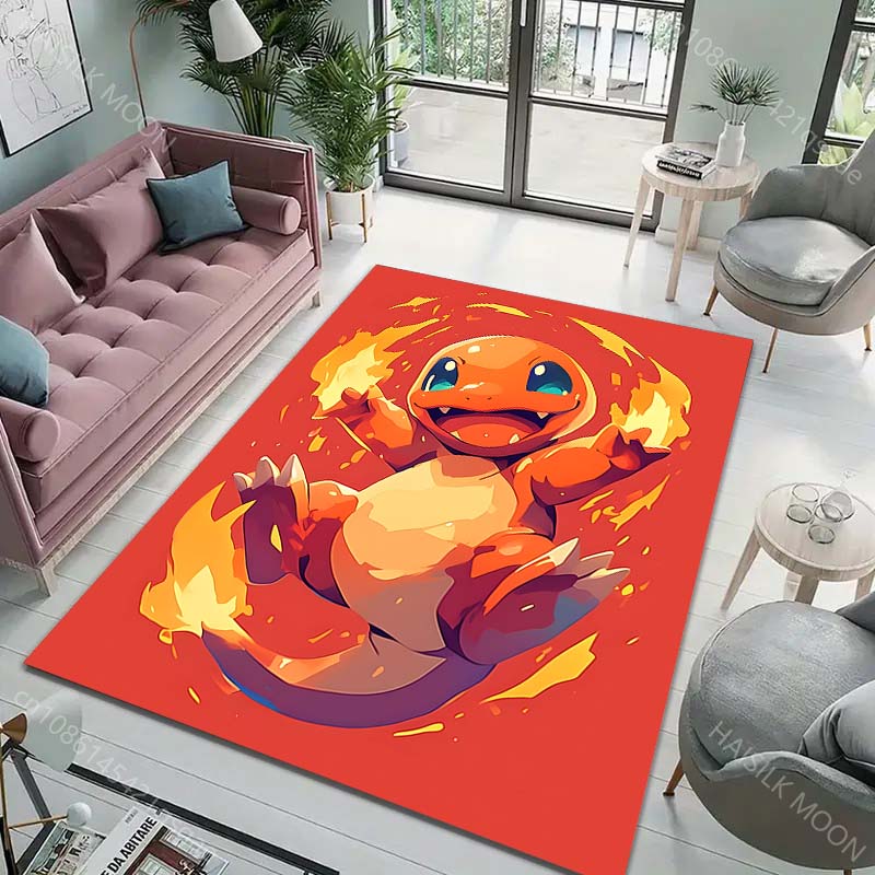 Japan Anime Pokémon Theme Rug with Charizard Print, Carpet for Living Room Kids Bedroom Mat Sofa Doormat Decor Mat Free Shipping