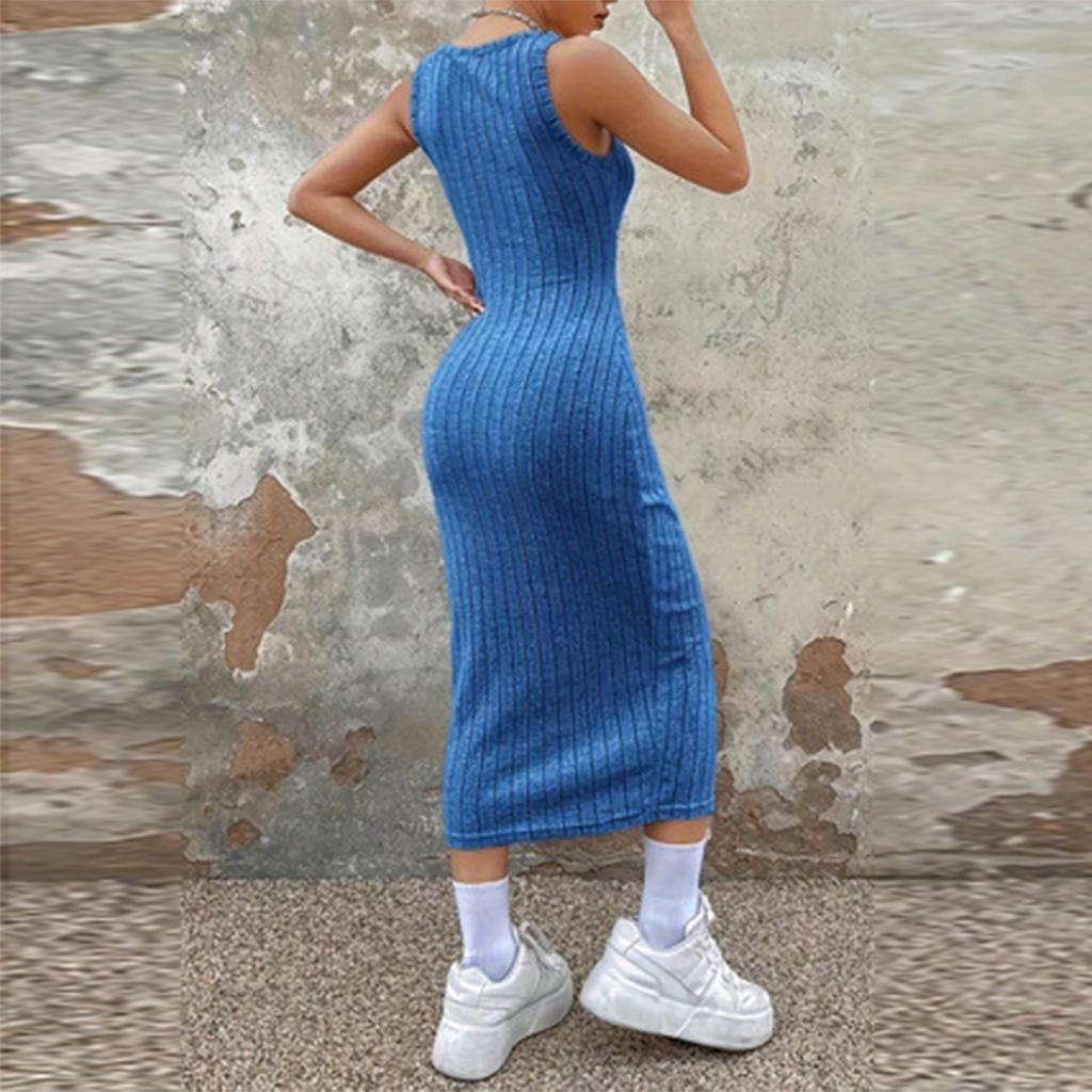 Women's Fashionable Solid Color Sleeveless Camisole Casual Dress