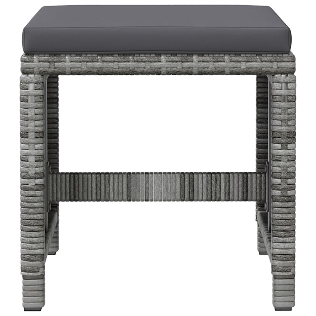 4 Piece Garden Chair and Footstool Set Grey Poly Rattan
