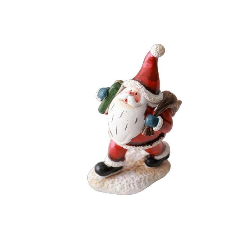 Christmas Resin Figurine Snowman Santa Statue Ornament for  Living Space Table Decoration Resin Craft Present