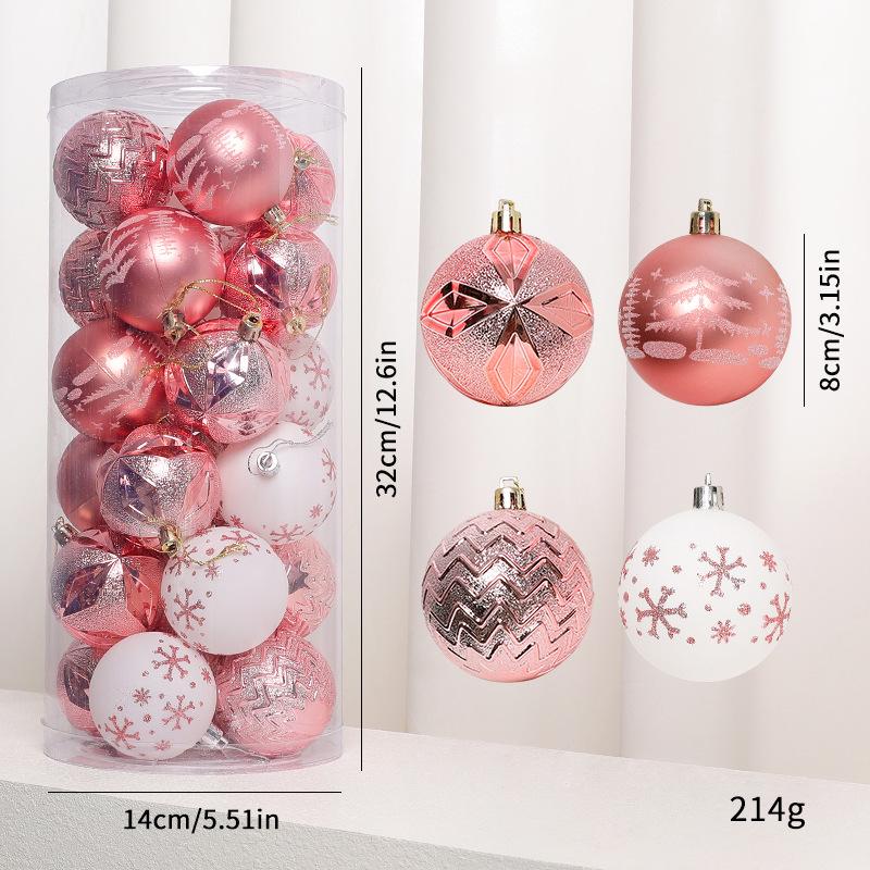 Electroplated Painted Christmas Ball Ornament Set – Plastic Round Decorations for Tree