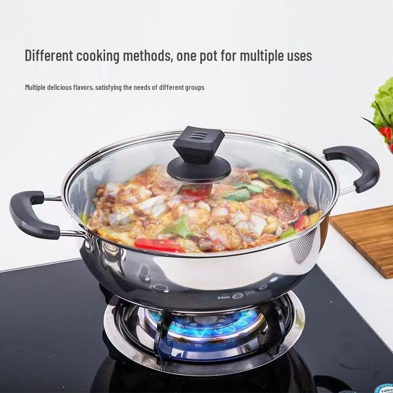 ZISIZ 30CM 304 Stainless Steel Multi-Purpose Hot Pot