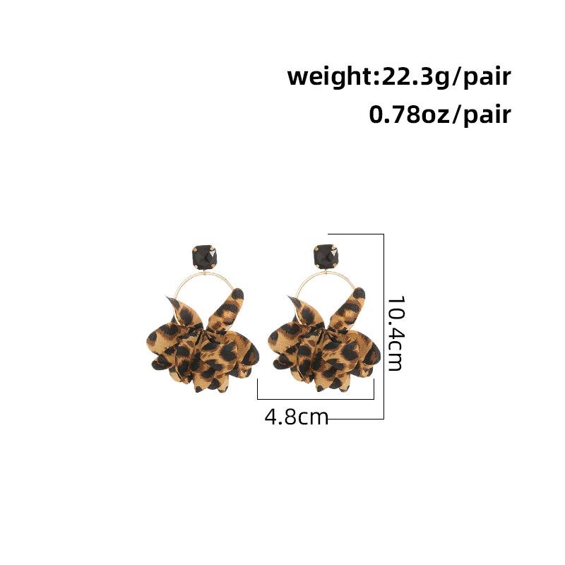 Fashionable Colorful Leopard Print Fabric Earrings for Women