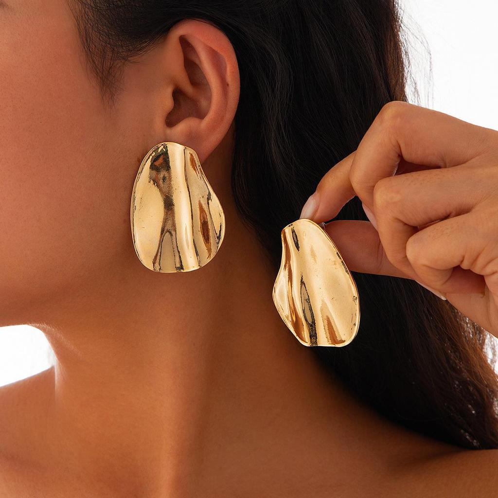 European and American Personality Pleated Heart and Sunflower Alloy Earrings