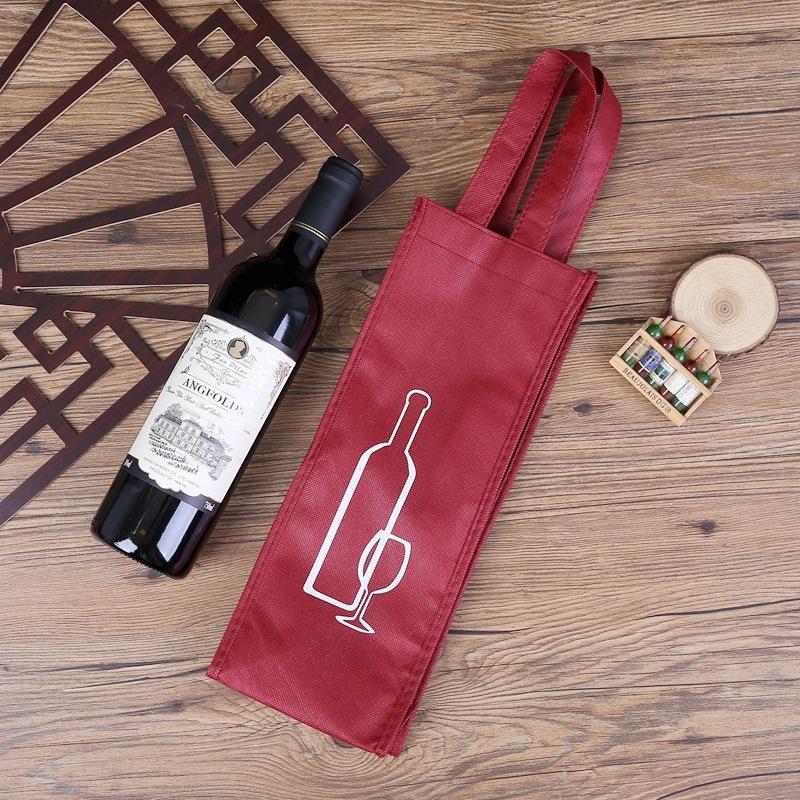 10pcs Wine Bag Party Handheld Single Double Packaging Bag Non-woven Fabric Stamp Alcoholic Beverages Gift Bags