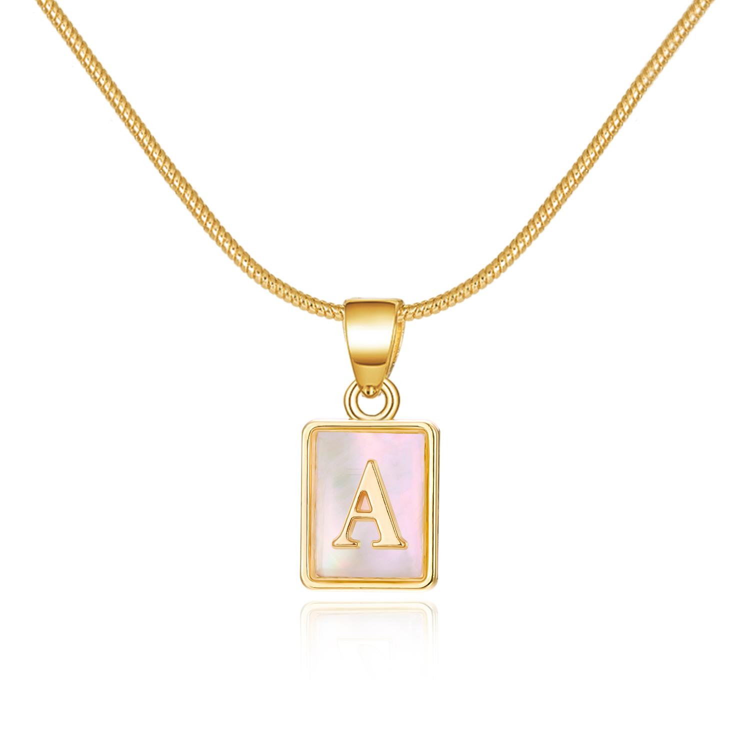 

Fashion Shell 26 Letters A-Z Name Alphabet Pendant Necklace For Women Men Gold Color Choker Necklace Couples Birth Gift Jewelry