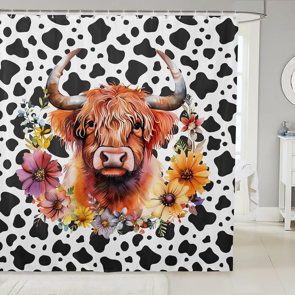 Cat Shower Curtain,Colorful Floral Bathroom Curtain,Kids Girls Boys Adult Cute Pet Animals Waterproof Fabrics Blue Sky Bathtub